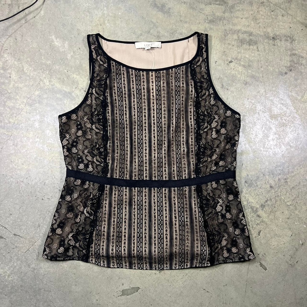 LOFT Black Lace Top NWT (Size 10) Women's